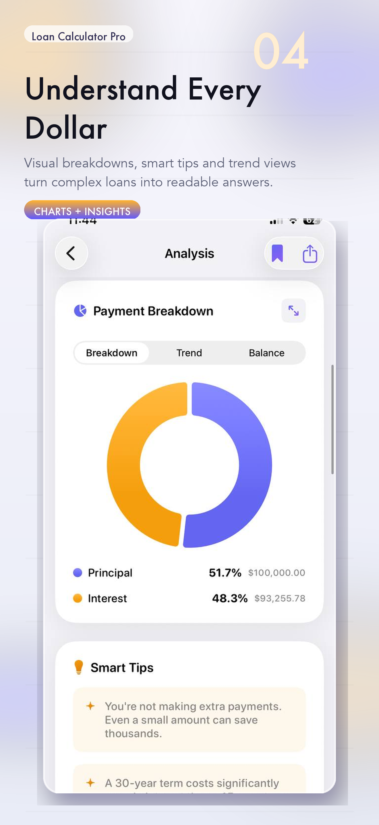 Loan Calculator Pro calculator list on iPhone